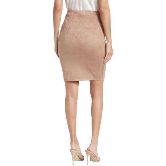 NEW Susana Monaco Sand Slim Midi Faux Suede Skirt Small - Picture 2 of 5